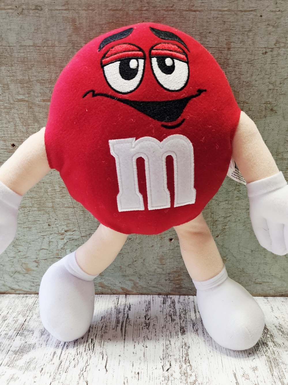 Vintage M&Ms Posable Limbs Red Plush Doll Stuffed Animal Embroidered 1990's Y2K